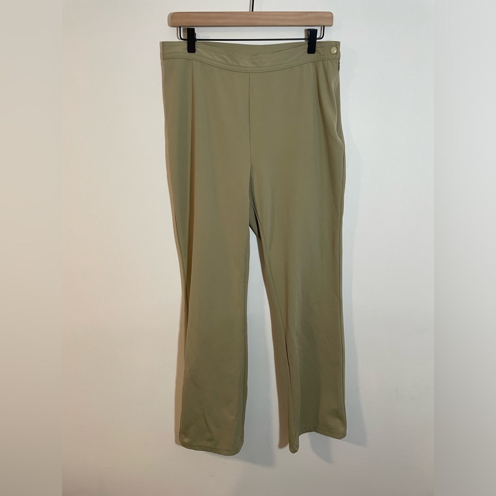 GAP Women’s Nylon & Lycra Straight Pants Size XL Made in USA Side Zip Tan Color